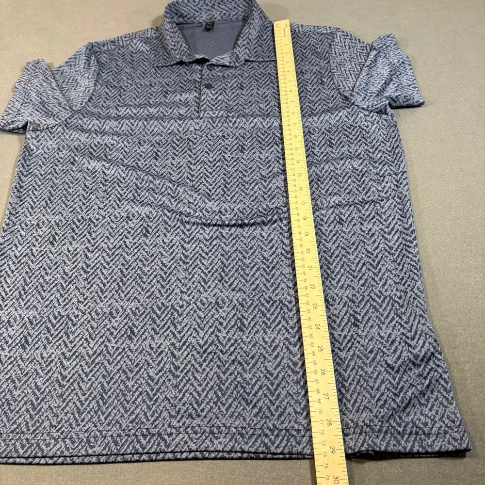 Adidas‎ Primegreen Golf Polo Blue ZigZag AOP Mens Large Lightweight Breathable